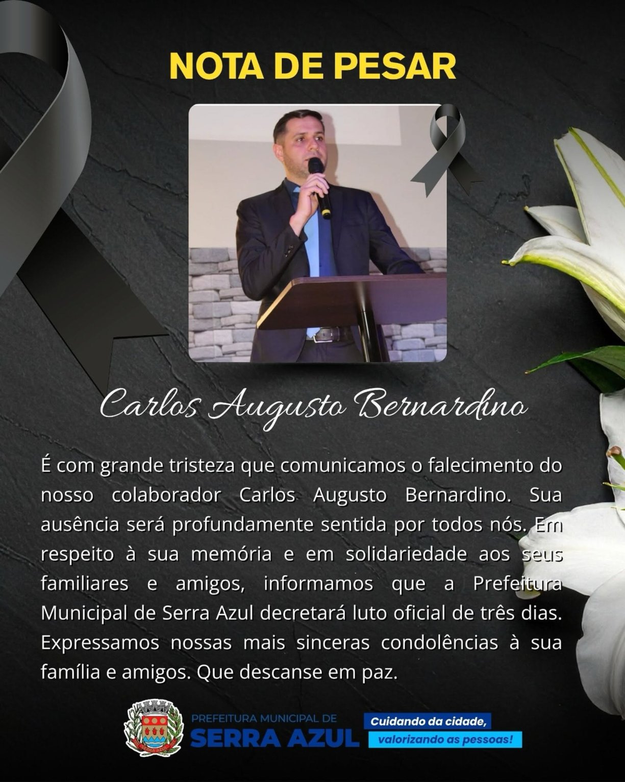 Nota de Pesar - Carlos Augusto Bernardino